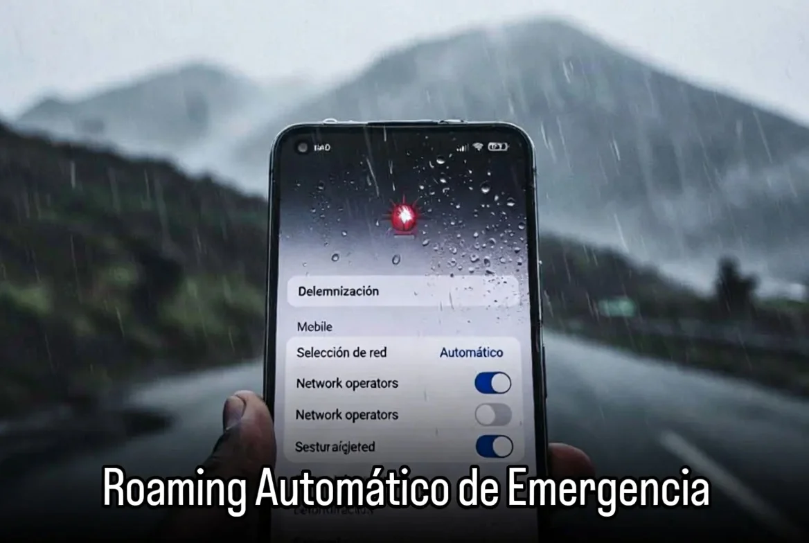 Teléfono móvil en modo automático de red durante tormenta en Chile / The Times Latino