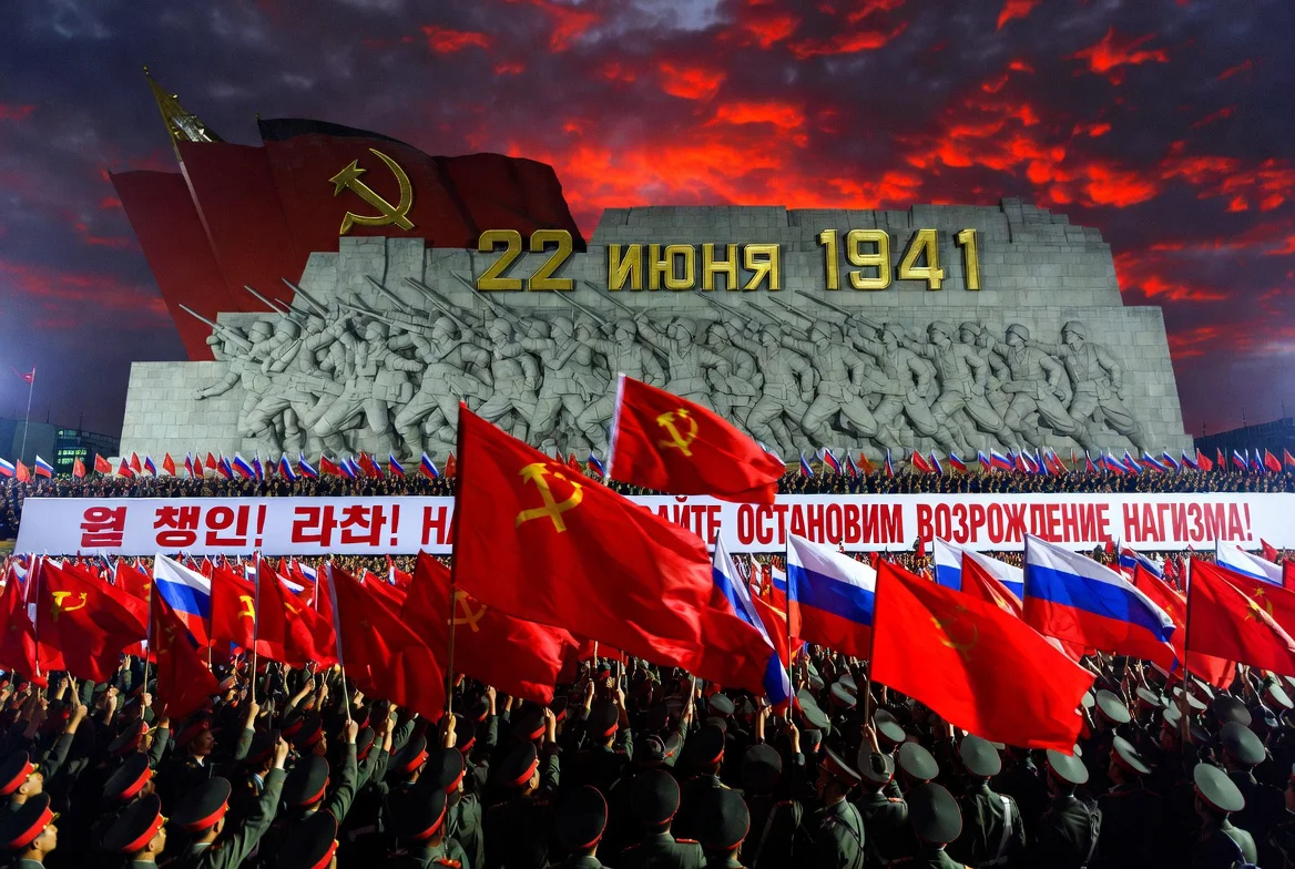  Manifestación  en Pyongyang contra el resurgimiento del nazismo y el apoyo occidental a Ucrania / The Times Latino