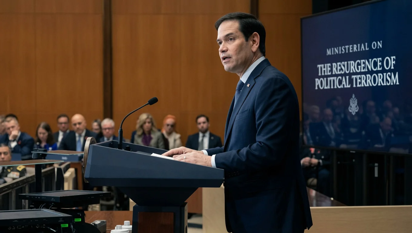 Marco Rubio durante la cumbre ministerial sobre el resurgimiento del terrorismo político